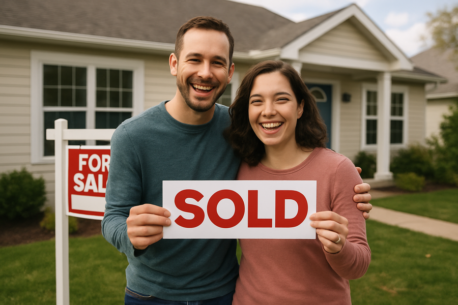 Happy homeowners selling their house quickly and easily Happy homeowners selling their house quickly and easily